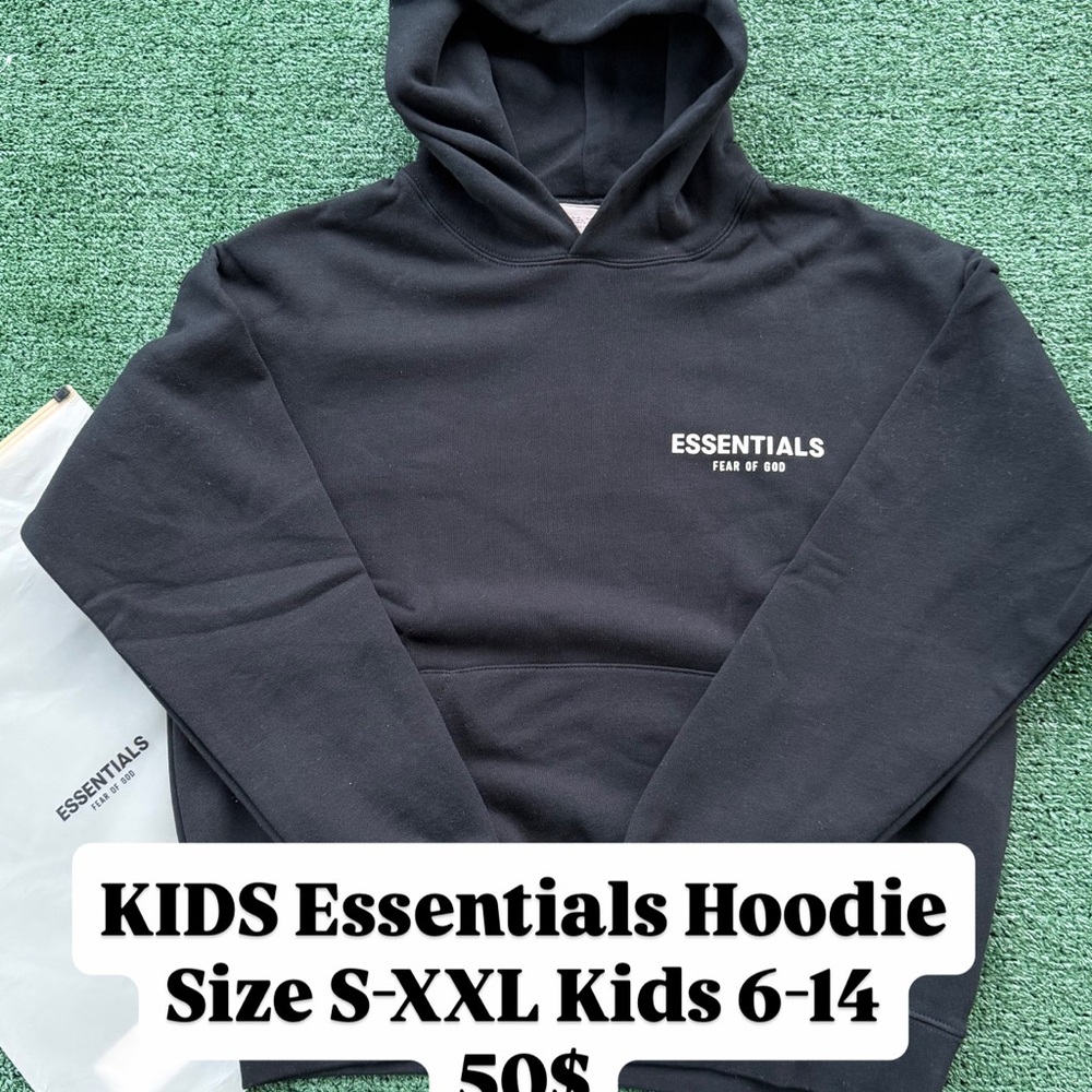 Kids Essentials Jet Black Hoodie